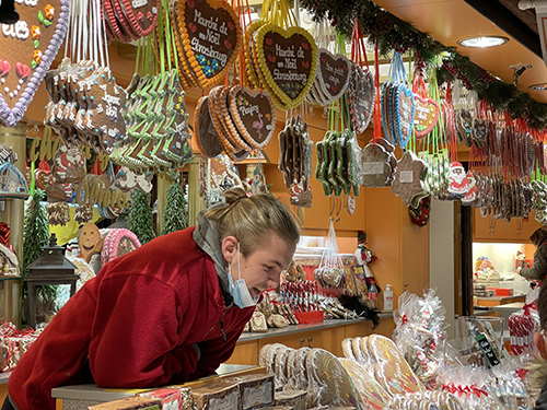 A vendor at the Strasbourg Christmas market